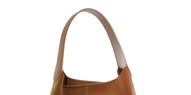 Dámska svetlo hnedá kabelka so semišovými prvkami Florence Bags