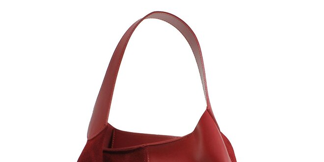 Dámska červená kabelka so semišovými prvkami Florence Bags