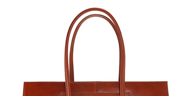 Dámska svetlo hnedá kožená kabelka s dlhšími pútkami Florence Bags