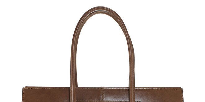 Dámska hnedá kožená kabelka s dlhšími pútkami Florence Bags