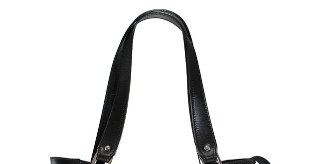Dámska čierna kožená kabelka s dlhými pútkami Florence Bags