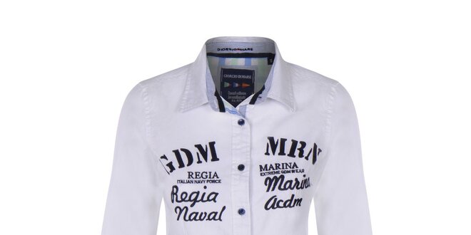 Dámska biela košeľa s nápismi Giorgio di Mare