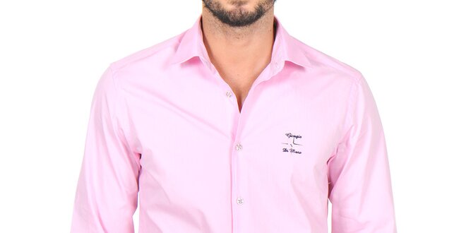Pánska svetlo ružová košeľa s výšivkami Giorgio di Mare