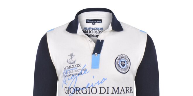 Pánske polo tričko s tmavo modrými rukávmi Giorgio Di Mare