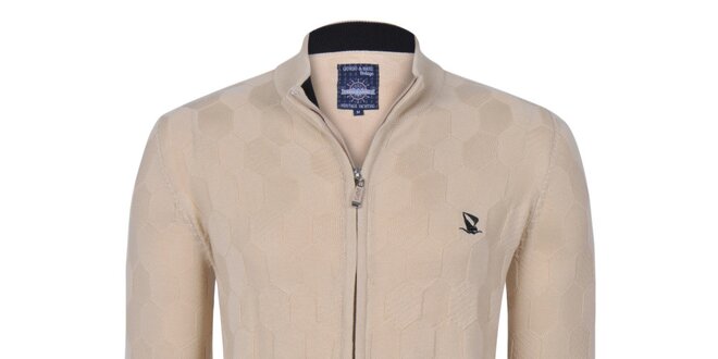 Pánsky béžový sveter so zipsom Giorgio Di Mare