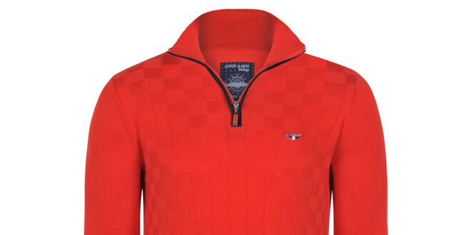 Pánsky červený sveter s lakťovými nášivkami Giorgio di Mare
