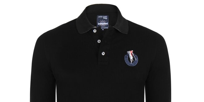 Pánske čierne polo tričko s dlhým rukávom Giorgio Di Mare