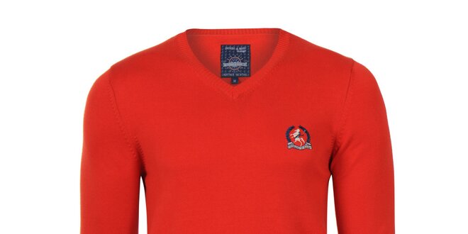 Pánsky červený sveter s kontrastnými lakťami Giorgio di Mare