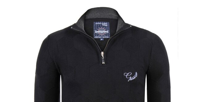 Pánsky čierny sveter so záplatami Giorgio Di Mare