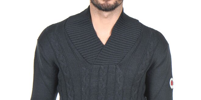 Pánsky čierny pletený sveter Giorgio di Mare