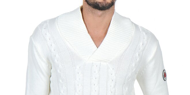 Pánsky smotanovo biely pletený sveter Giorgio di Mare