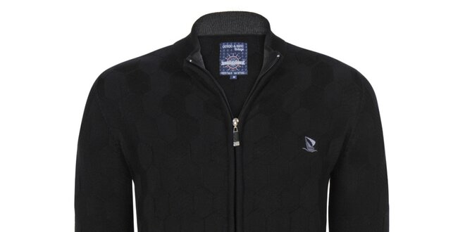 Pánsky čierny sveter so zipsom Giorgio Di Mare