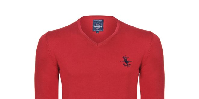 Pánsky červený sveter s véčkovým výstrihom Giorgio di Mare