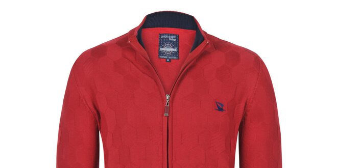 Pánsky červený sveter so zipsom Giorgio Di Mare