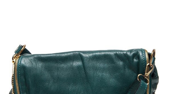 Dámska kožená kabelka v petrolejovej farbe so strapcom a príveskom Isabella Rhea