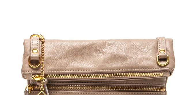 Dámska béžová kabelka so zlatými zipsami Isabella Rhea