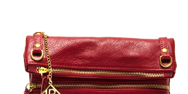 Dámska červená kabelka so zlatými zipsami Isabella Rhea