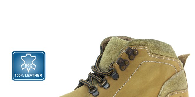 Pánske svetlo hnedé členkové topánky so zaväzovaním Beppi