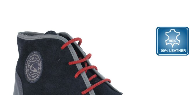 Pánske tmavo modré topánky s červenými šnúrkami Beppi