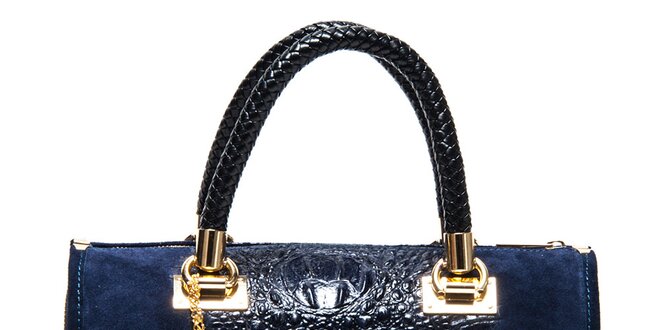 Dámska modrá kabelka so vzorom krokodílej kože Isabella Rhea