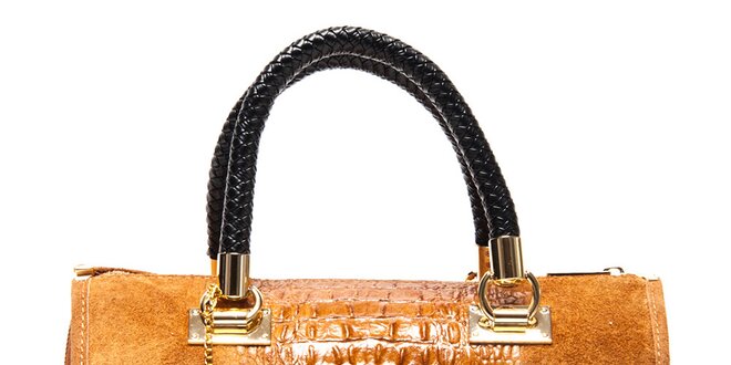 Dámska svetlo hnedá kabelka so vzorom krokodílej kože Isabella Rhea