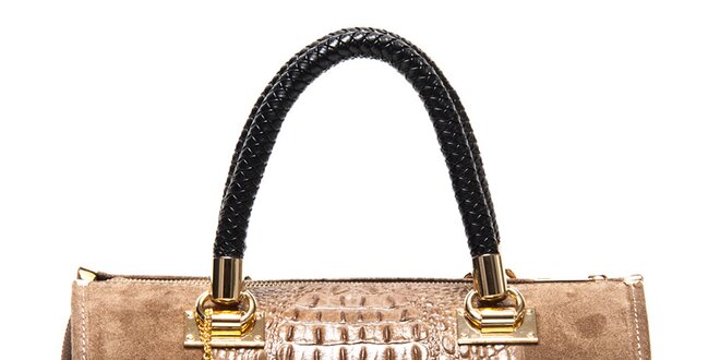 Dámska hnedá kabelka so vzorom krokodílej kože Isabella Rhea