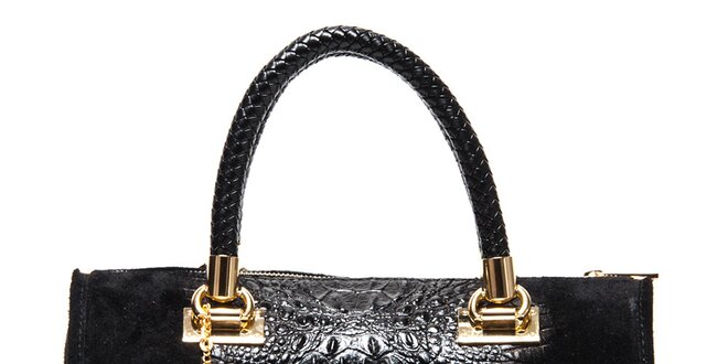 Dámska čierna kabelka so vzorom krokodílej kože Isabella Rhea
