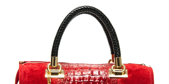 Dámska červená kabelka so vzorom krokodílej kože Isabella Rhea
