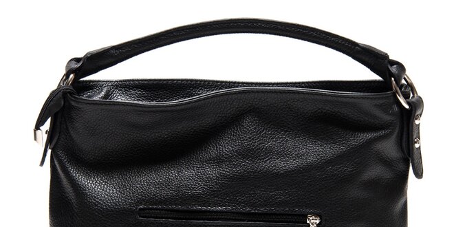 Dámska čierna kožená kabelka so zipsami Isabella Rhea
