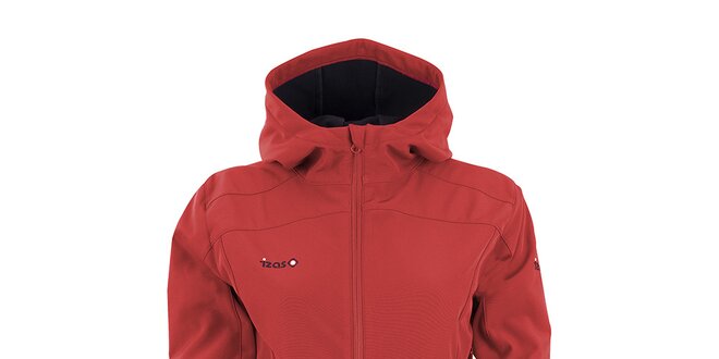 Dámska červená softshellová bunda s kapucňou Izas