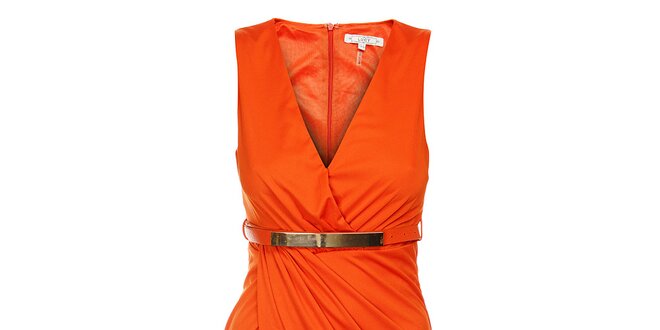 Dámske sýto oranžové šaty Lucy Paris s pásikom