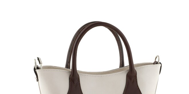 Dámska biela kožená kabelka s kontrastnými pútkami Classe regina