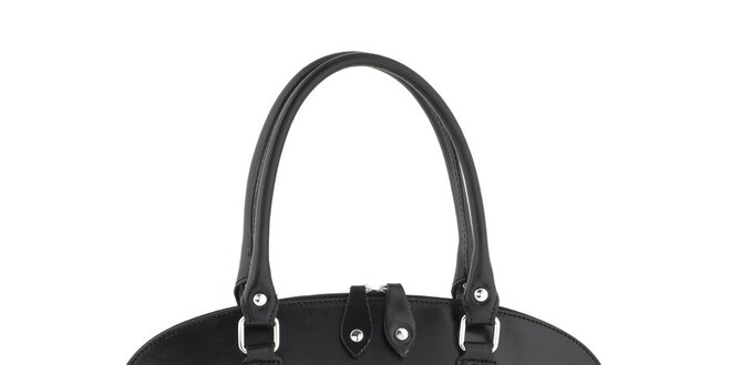 Dámska čierna kožená kabelka v tvare košíka Classe Regina