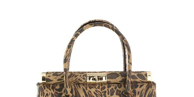 Dámska kožená kabelka na zámoček s leopardím vzorom Classe Regina