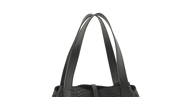 Dámska čierna kožená kabelka so vzorom Classe regina