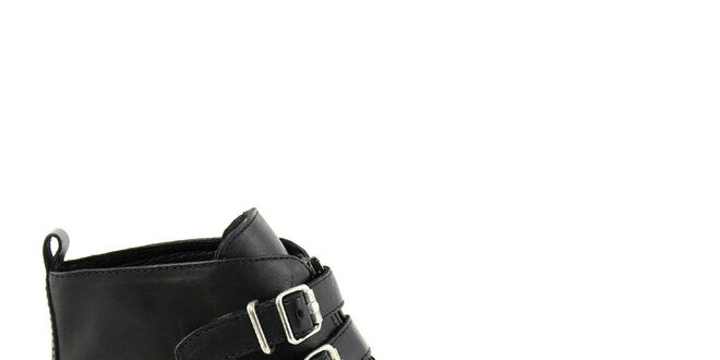 Dámske čierne topánky so zipsom a prackami Paola Ferri