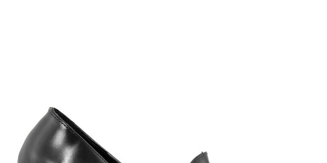 Dámske čierne kožené topánky na vysokom opätku Paola Ferri