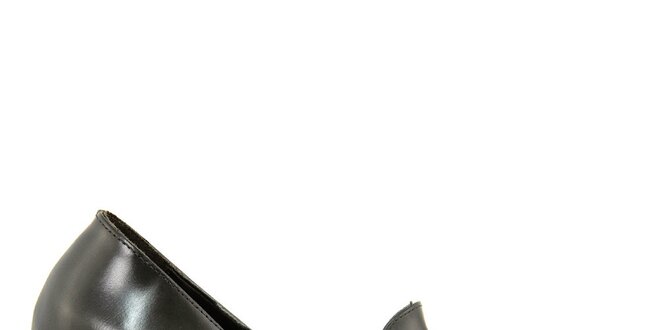 Dámske tmavo hnedé kožené topánky na vysokom opätku Paola Ferri