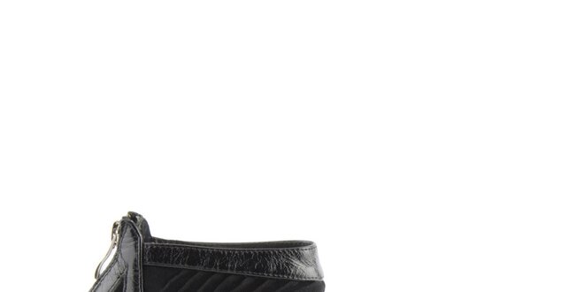 Dámske čierne kožené sandálky Lise Lindvig s pevnou pätou