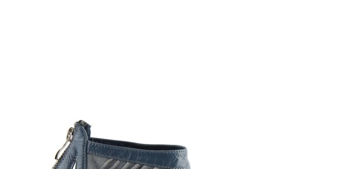 Dámske modré kožené sandálky Lise Lindvig s pevnou pätou
