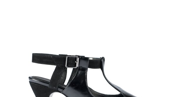 Dámske čierne kožené sandálky Lise Lindvig