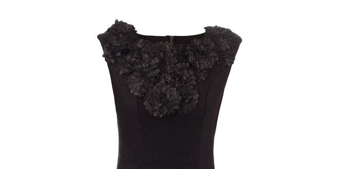 Dámske tmavomodré šaty s kvetinovým výstrihom Dislay DY Design