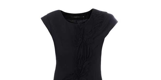 Dámske čierne šaty s dekoratívnou aplikáciou Dislay DY Design