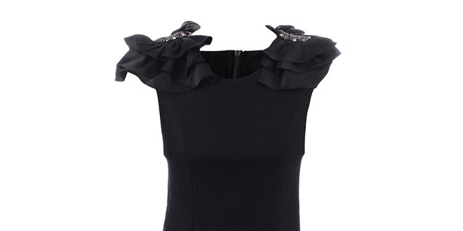 Dámske čierne šaty s ozdobnými ramenami Dislay DY Design