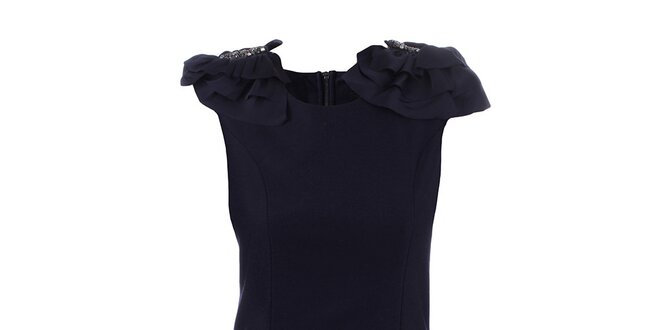 Dámske tmavo modré šaty s ozdobnými ramenami Dislay DY Design