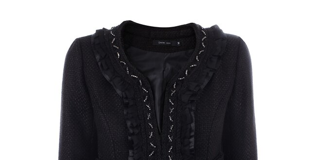 Dámsky čierny krátky kabátik s korálkami Dislay DY Design