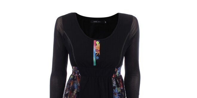 Dámske čierne šaty s farebnými kvetinami Dislay DY Design