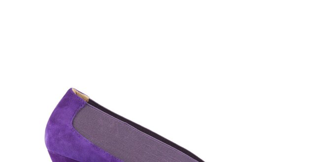 Dámske fialové semišové lodičky Lise Lindvig se širokou gumou