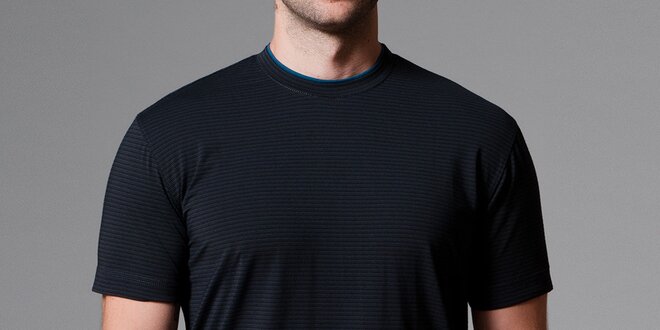 Pánske čierne pruhované tričko Pietro Filipi