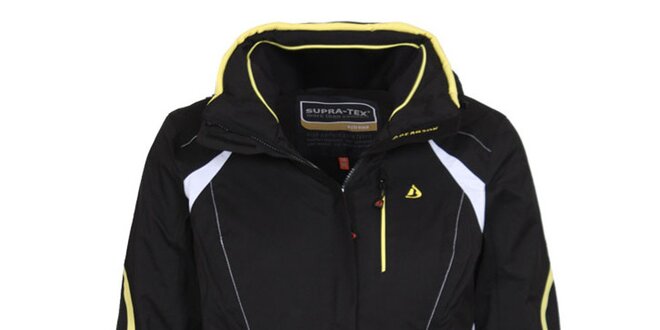 Dámska čierna lyžiarska bunda so žltými prvkami Bergson